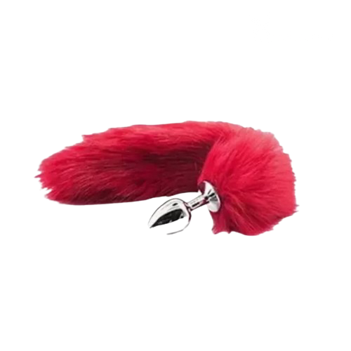 Red Fox Tail Stainless Steel Anal Plug