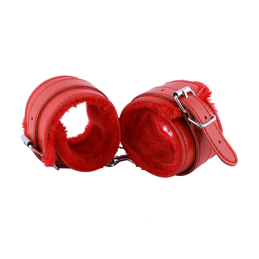 Soft Leather Adjustable Handcuffs With Fur