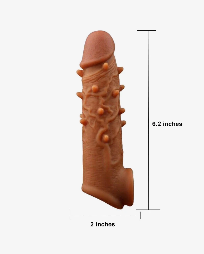 Spiked Dual Ring Choco Silicone Penis Sleeve